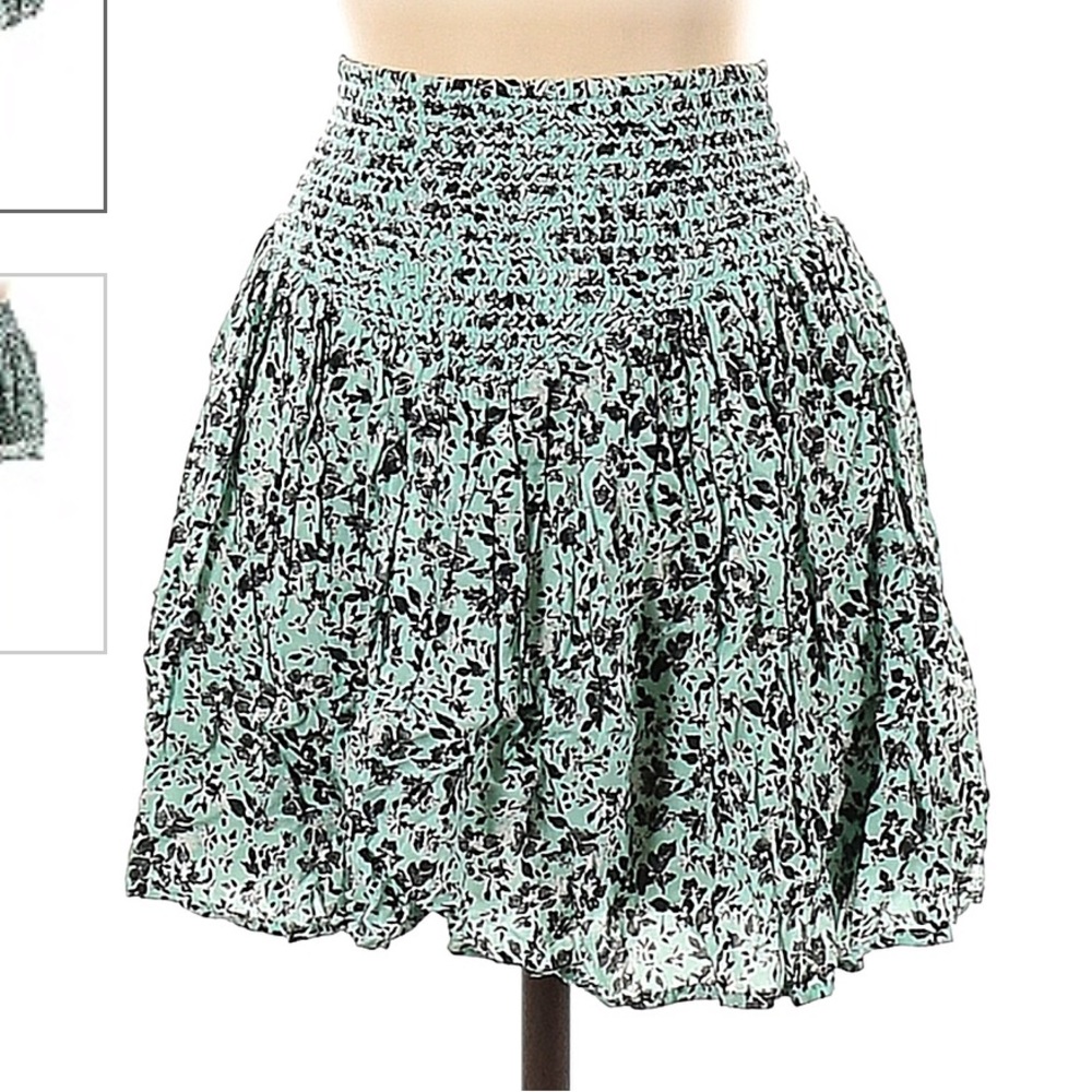 Green Flowy Mini Skirt